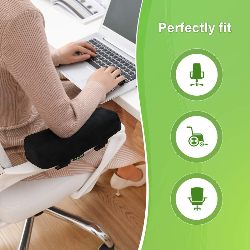 [Australia - AusPower] - LargeLeaf Extra Thick Chair armrest Cushions Elbow Pillow Pressure Relief Office Chair Gaming Chair armrest with Memory Foam armrest Pads 2-Piece Set of Chair (Black) X-Large (Pack of 2) Black 