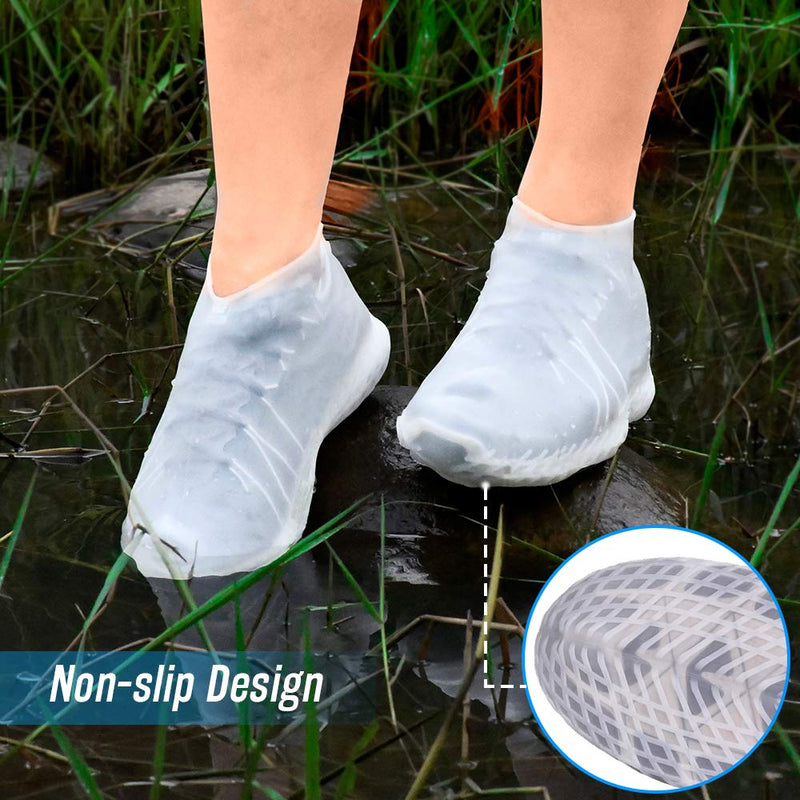 [Australia - AusPower] - LEGELITE Reusable Silicone Waterproof Shoe Covers, No-Slip Silicone Rubber Shoe Protectors for Kids,Men and Women Large (Pack of 1) Clear 