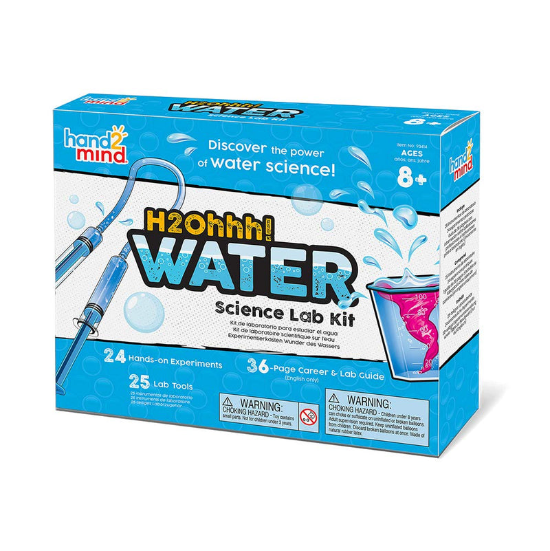 [Australia - AusPower] - hand2mind H2Ohhh! Water Science Kit, Chemistry Kit for Kids 8-12, Chemistry Set, Science Kits & Toys, 24 Science Experiments, 1 Career & Lab Guide, Color Chemistry, Bubbles, Tornadoes, STEM Toy 