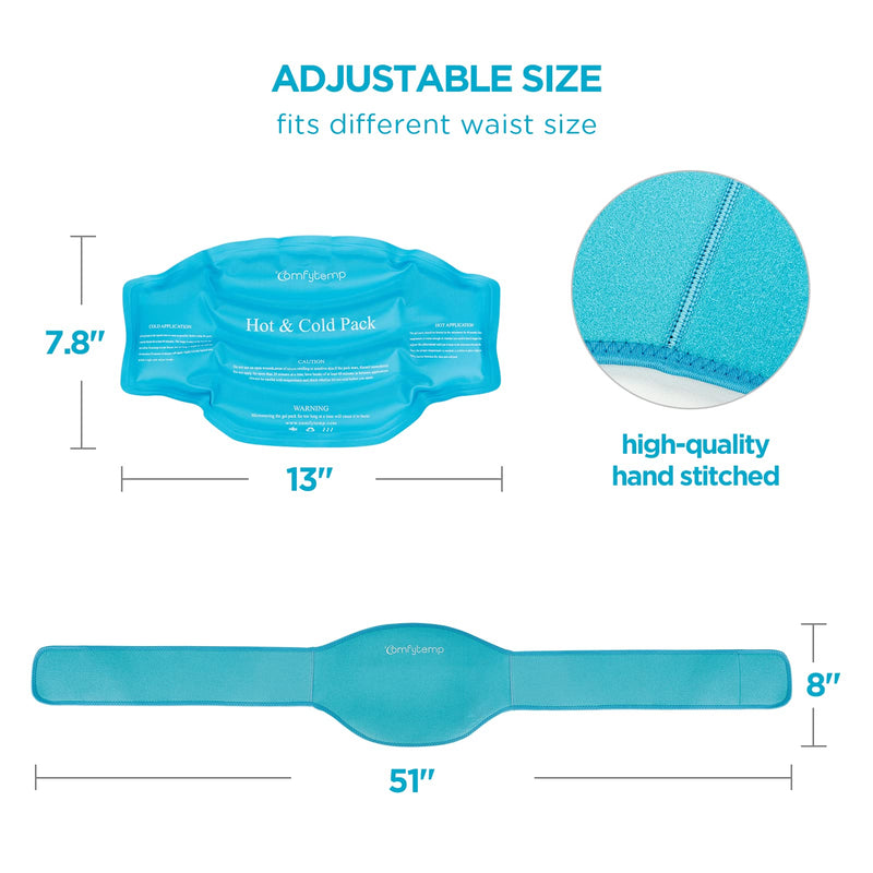 [Australia - AusPower] - Ice Pack for Back Pain Relief, Comfytemp Reusable Gel Back Ice Pack with Strap, Flexible Cold Pack Compress for Waist and Lower Back, Hot and Cold Therapy Back Wrap for Lower Lumbar, Sciatic Nerve 