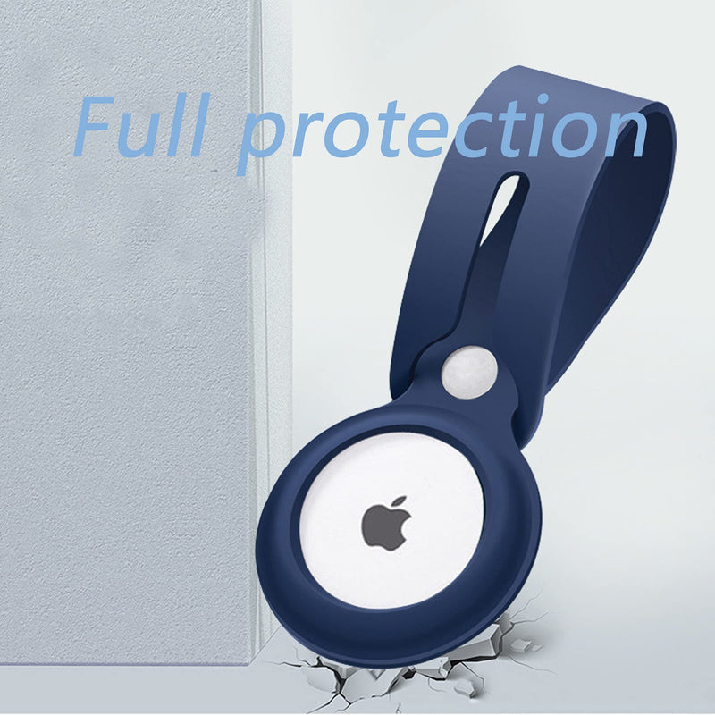 [Australia - AusPower] - Silicone Case with Long Strap Compatible with Apple Airtags - Hanging Buckle Keychain Hook - Anti Lost Finder Cover - Portable Soft Silicone Anti Scratch Lightweight (Blue) blue 
