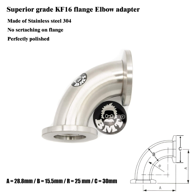 [Australia - AusPower] - Superior Grade - Elbow Fitting for ISO KF Flange (KF16 90° Elbow) 90° KF16 Elbow 