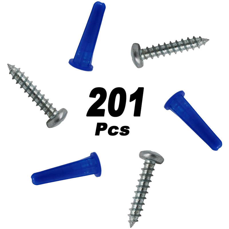 [Australia - AusPower] - T.K.Excellent Blue Conical Plastic Anchor and Self Tapping Screw and Masonry Drill Bit,201 Pieces 