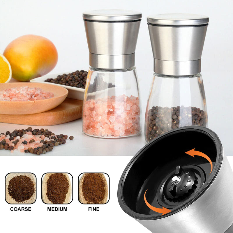 [Australia - AusPower] - Salt and Pepper Grinder Set, Adjustable Ceramic Salt Grinder & Pepper Grinder Refillable Pepper Mill and Salt Mill Set (2 Pack) 