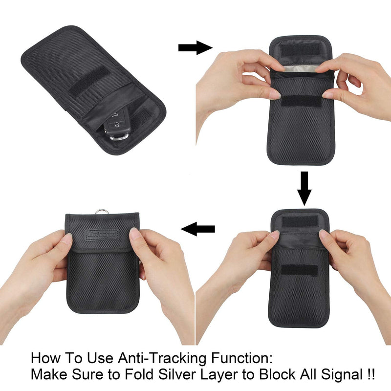 [Australia - AusPower] - Faraday Bag for Key Fob, Wisdompro WP4694 RFID Key Fob Protector RF Car Signal Blocking Faraday Cage Protector, Anti-Theft Pouch, Anti-Hacking Case Blocker - Black 