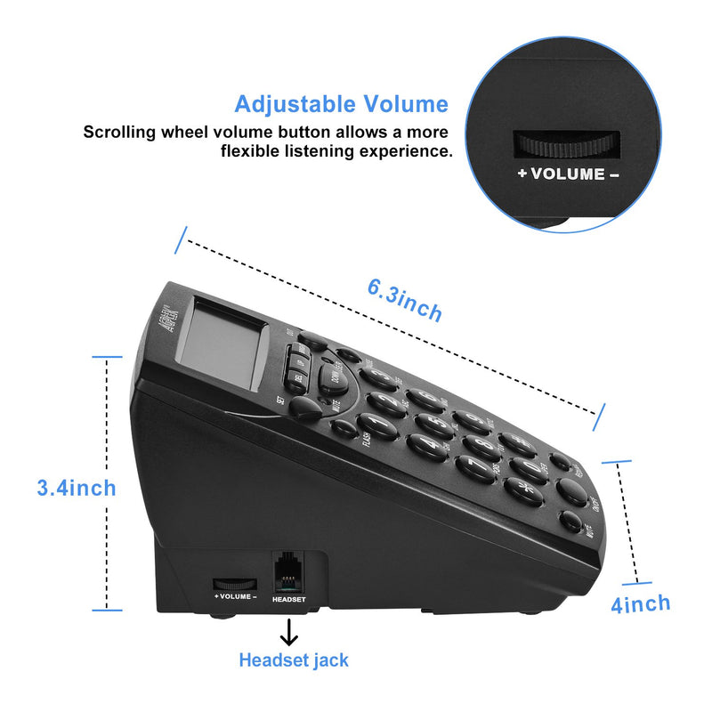 [Australia - AusPower] - AGPtek Call Center Dialpad Headset Telephone with Tone Dial Key Pad & REDIAL Black 