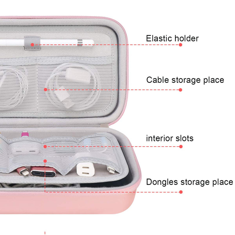 [Australia - AusPower] - Canboc Portable Travel Case for MacBook Power Adapter, Apple Magic Mouse 2, Apple Pencil, USB Flash Disk, SD Card, iPhone ipad Charger, Small Electronics Accessories Cable Organizer Tech Bag,Rose Gold Rose Gold 