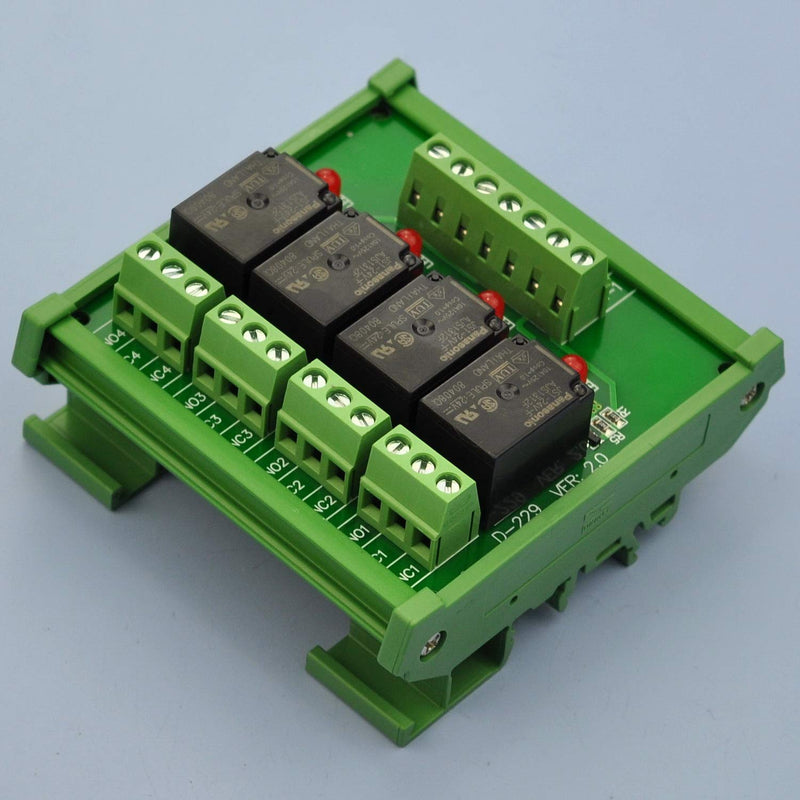 [Australia - AusPower] - Electronics-Salon DIN Rail Mount 4 SPDT 10Amp Power Relay Interface Module, DC 24V Version. 