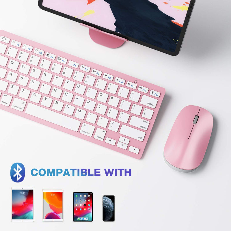 [Australia - AusPower] - OMOTON Bluetooth Keyboard and Mouse for iPad (iPadOS 13 and Above), Wireless Keyboard and Mouse Compatible with iPad 10.2, iPad Pro 12.9/11.0, and Other Bluetooth Enabled Devices, Rose Gold 