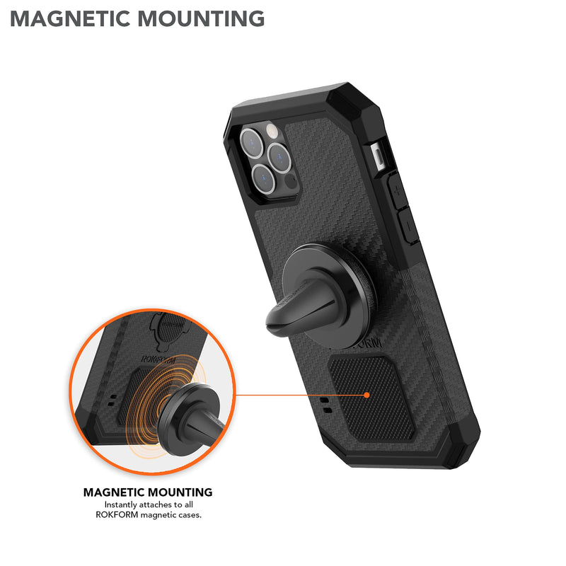 [Australia - AusPower] - Rokform - Magnetic Air Vent Mount, Super Grip Car Truck & Van Vent Clip, Aluminum Cell Phone Holder, Removable Vent Magnet Mount, Specially Designed for Rokform Cases (Black) Black One Size 