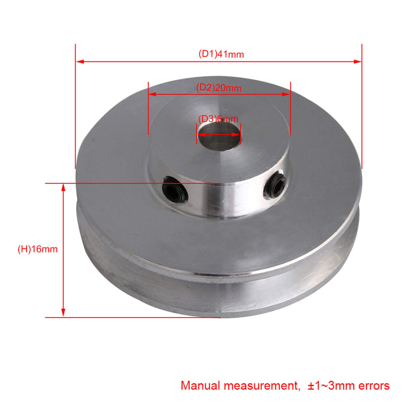 [Australia - AusPower] - BQLZR 41x16x6MM Silver Aluminum Alloy Single Groove 6MM Fixed Bore Pulley for Motor Shaft 3-5MM PU Round Belts 