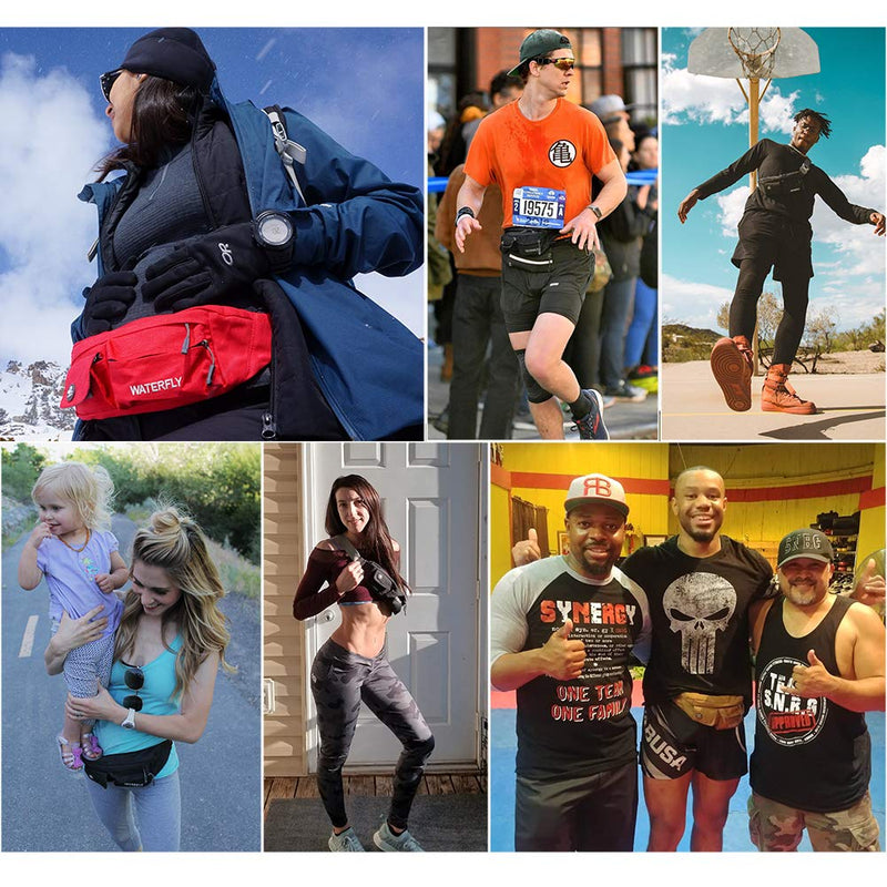 [Australia - AusPower] - WATERFLY Fanny Pack for Women Men Water Resistant Small Waist Pouch Slim Belt Bag with 4 Pockets for Running Travelling Hiking Walking Lightweight Crossbody Chest Bag Fit All Phones Wine red 