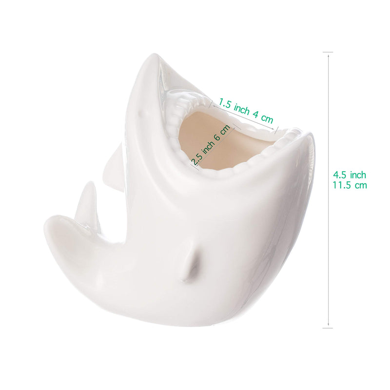[Australia - AusPower] - ComSaf Cute Shark Shaped Pen Pencil Holder, White Ceramic Succulent Planter Pots for Home Office Decoration Desk Organization, Set of 1 