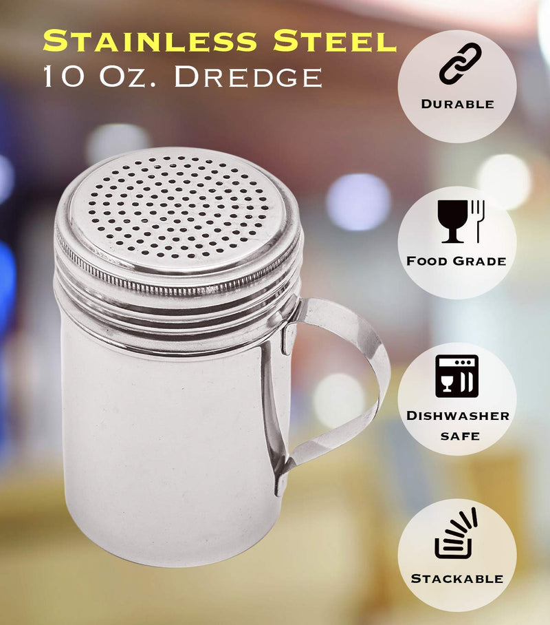 [Australia - AusPower] - EHOMEA2Z Stainless Steel Dredge Shaker 10 Oz Ideal For Salt, Spice, Sugar, Flour (1, 10 oz With Handle) 1 