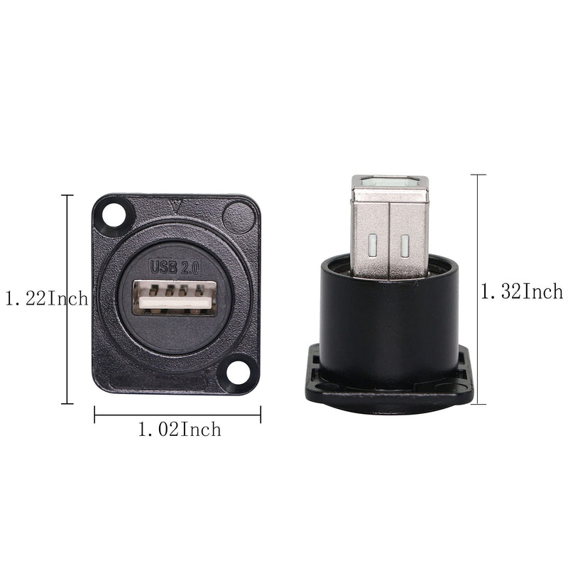 [Australia - AusPower] - QIANRENON D-Type Panel Mount Coupler USB 2.0 to USB B Female-to-Female Panel Fixed Pass-Through Module Converter Printer Scanner Adapter Extender Panel Mounting Socket 