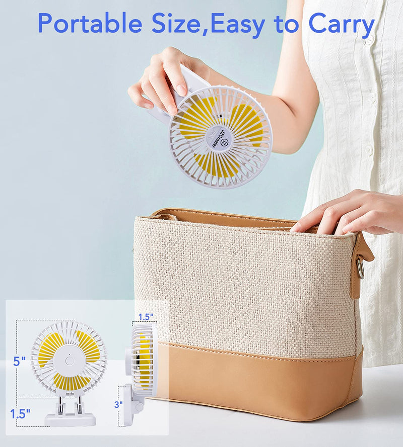 [Australia - AusPower] - JZCreater USB Desk Fan, 5INCH Mini Fan, 3 Speeds Adjustable Desktop Table Cooling Fan in Single Button , Rotation Strong Wind, Quiet Personal Mini Fan for Home Desktop Office Travel,（White） White Yellow 
