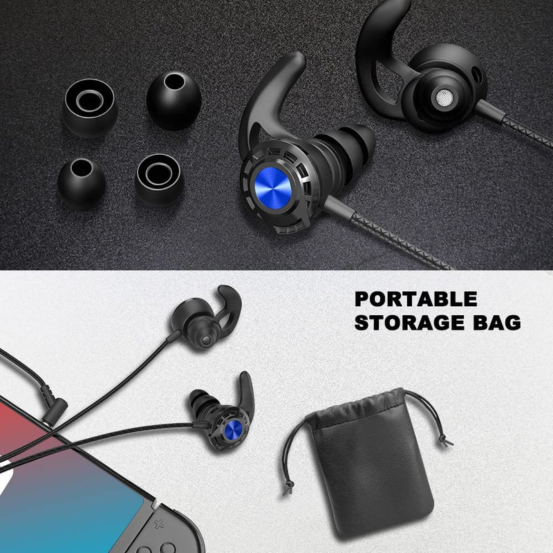 [Australia - AusPower] - BENGOO G16 Gaming Earbuds, in-Ear Gaming Headset, Gaming Earphones with Dual Microphone, Mic Mute and Volume Control, Wired Earbuds for PC Mobile PS4 5 Xbox Nintendo Switch Playstation,3.5MM Jack Black 