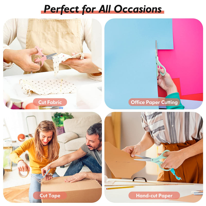 [Australia - AusPower] - Scissors, Niutop 8" All Purpose Scissors Ergonomic Comfort Grip Craft Shears Sharp Scissors for Office Home Household Sewing High/Middle School Students Supplies, Pastel Pink/Blue/Green, 3-Pack 