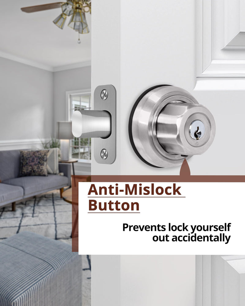 [Australia - AusPower] - EASILOK Deadbolt Lock, Twist-to-Lock Keyless A3 Single Cylinder Deadbolt Door Lock with Anti-Mislock Button for Front Door Apartment 