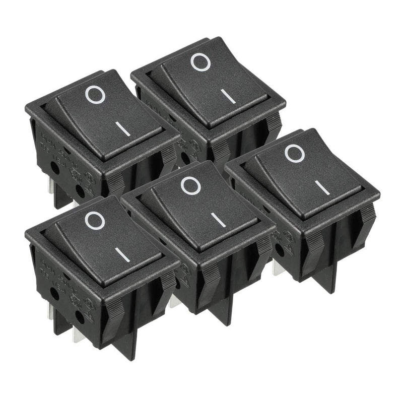 [Australia - AusPower] - uxcell 5Pcs AC 16A/125V 16A/250V 4 Terminal 2 Position Boat DPST Rocker Switches Black 