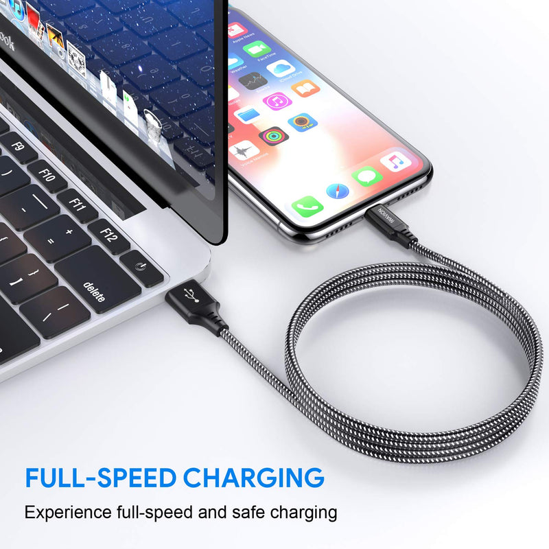 [Australia - AusPower] - IWAVION iPhone Charger Cable, 4pack 3ft/1m Lightning Cable Nylon Braided MFi Certified iPhone Cable USB Sync Cord Fast iPhone Charging Cable for iPhone Xs Max X XR 8 7 6s 6 Plus SE 5, iPad Mini/Air 