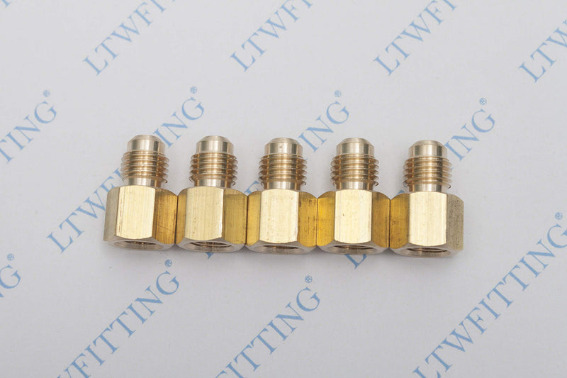 [Australia - AusPower] - LTWFITTING Brass Flare 1/4" OD x 1/8" Female NPT Female Connector Tube Fitting(Pack of 5) 