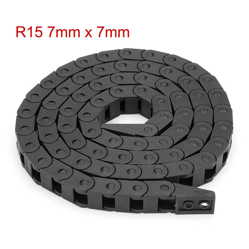 [Australia - AusPower] - uxcell R15 7mm x 7mm Internal Size Black Plastic Cable Wire Carrier Drag Chain 1M Length for CNC 