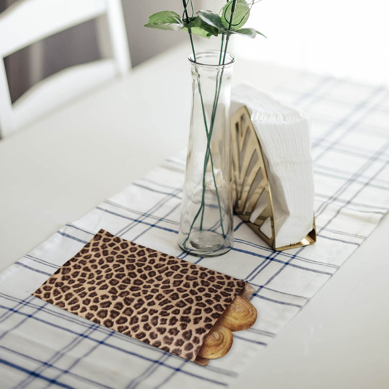 [Australia - AusPower] - Ikee Design 200 Pcs of 6" X 9" Flat Plain Leopard Prints Paper or Patterned Kraft Bags for Candy, Cookies, Merchandise, Party Favors, Gift Bags, Small Paper Bags 1) Leopard Pattern 