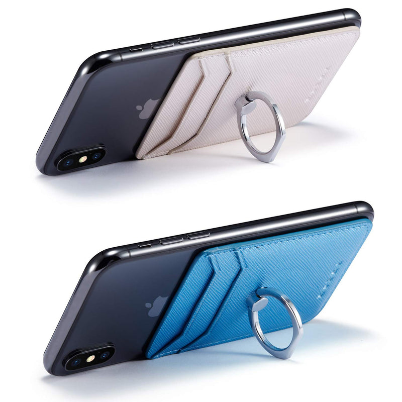 [Australia - AusPower] - Card Holder for Back of Phone Ring Stand Cell Phone Stick on Wallet Credit Finger for iPhone/Samsung/Smartphone(Blue) Blue 