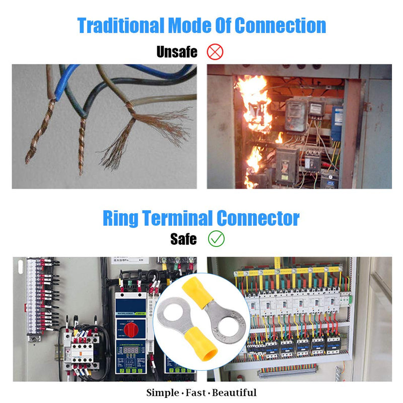[Australia - AusPower] - Glarks 100pcs 12-10 Gauge M8 Ring Electrical Insulated Quick Splice Crimp Terminals Connectors 