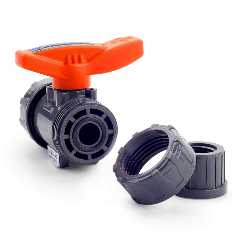 [Australia - AusPower] - HYDROSEAL Kaplan 1/2” PVC True Union Ball Valve Threaded (NPT) with Full Port, ASTM F1970, EPDM O-Rings and Reversible PTFE Seats (1/2'') 1/2'' 