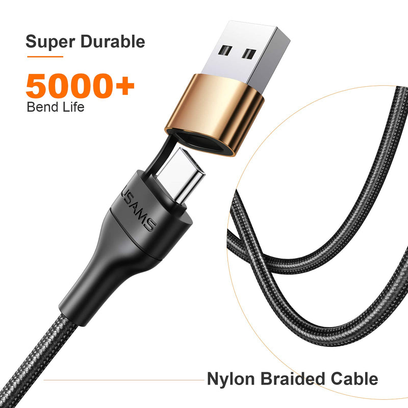 [Australia - AusPower] - USB C Multi Fast Charging Cable MJEMS PD 60W Nylon Braided Cord 4-in-1 3A USB/C to Type C/Phone Fast Sync Charger Adapter Compatible with Laptop/Tablet/Phone (4FT) 4FT 