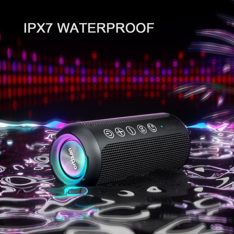 [Australia - AusPower] - Ortizan Portable Bluetooth Speaker, IPX7 Waterproof Wireless Speaker with 24W Loud Stereo Sound, Outdoor Speakers with Bluetooth 5.0, 30H Playtime,66ft Bluetooth Range, Dual Pairing for Home Black 