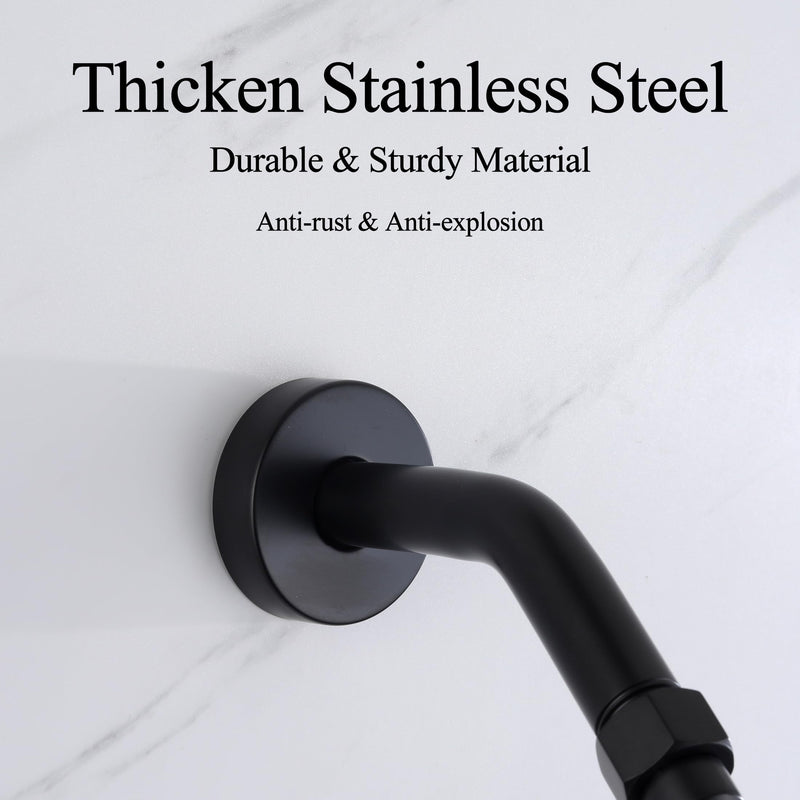 [Australia - AusPower] - Senhozi Shower Extension Arm with Flange and Teflon Tap, 6 Inch Shower Extension Pipe Matte Black for Fixed Shower Head, Stainless Steel Shower Head Extender, SE001BK 