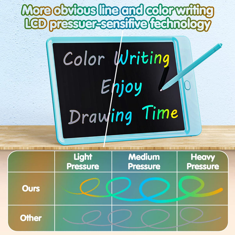 [Australia - AusPower] - Babytribal LCD Writing Tablet Doodle Board, 10 inch Colorful Drawing Pad, Toddlers Learning Educational Toys, Travel Gifts for Kids Ages 3 4 5 6 7 8 Year Old Girls Boys (Blue) Blue 