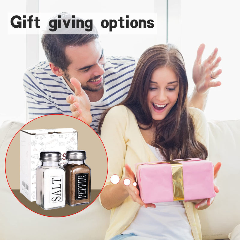 [Australia - AusPower] - Glass Salt and Pepper Shakers Set Small,DWTS Farmhouse Salt and Pepper Shakers Cute with Stainless Steel Lid-"Salt"and" Pepper" Font Label Design,Waterproof Unique Design,Best Kitchen Decoration 1.57*1.57*3.54 in 