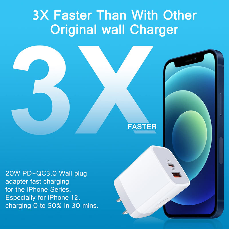 [Australia - AusPower] - USB C Charging Block Fast Wall Charger Compatible iPad Air 4th Generation,Samsung Galaxy S22 Ultra 5g/S21/S20,A72 A52s 5g A42 A32,LG Stylo 6 5 4,Dual Port PD+QC3.0 Power Adapter + USB C to C Cord 6ft 