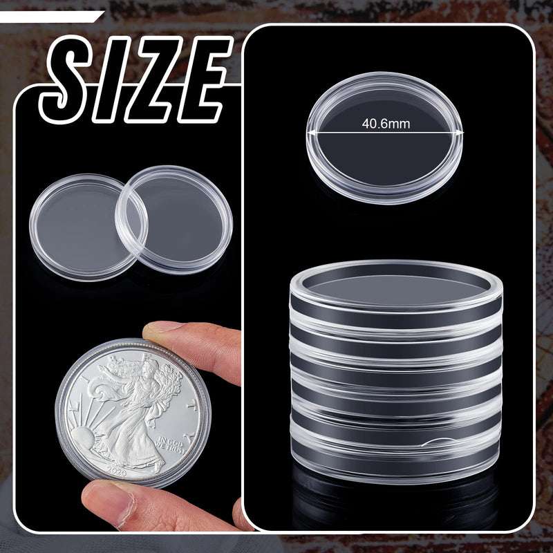 [Australia - AusPower] - 30 Pieces Silver Dollar Coin Holder 40.6mm Silver Bar Capsule Holders Coin Capsules for Coin Collection Silver Eagle Silver Bar, Round 