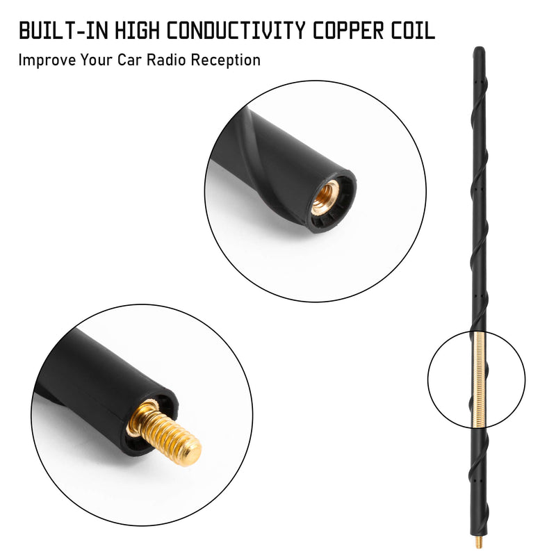 [Australia - AusPower] - KSaAuto 16-Inch Antenna for Ford F150 2009-2022 & Ford Bronco 2021-2022, Accessories for Car Radio Reception, Flexible Rubber Car Truck Antenna, Internal Copper Core, Spiral Design 