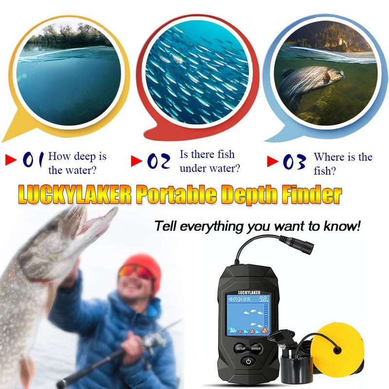[Australia - AusPower] - LUCKYLAKER Water Boat Fish Finders Depth Portable Handheld Fish Finder Transducer Wired Ice Fishing Finders Sonar 