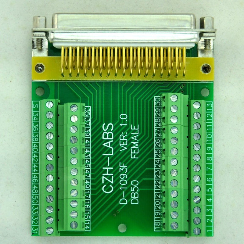 [Australia - AusPower] - CZH-LABS Slim Right Angle D'sub Header Breakout Board, Terminal Block DSUB Connector Module (DB50 Female) DB50 Female 