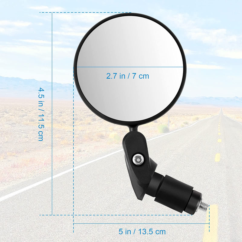 [Australia - AusPower] - Accmor 2pcs Bike Mirror, Bar End Bicycle Riding Rearview Mirrors for Handlebars, Adjustable 360˚Rotatable Convex Mirror for Mountain Road Bikes 