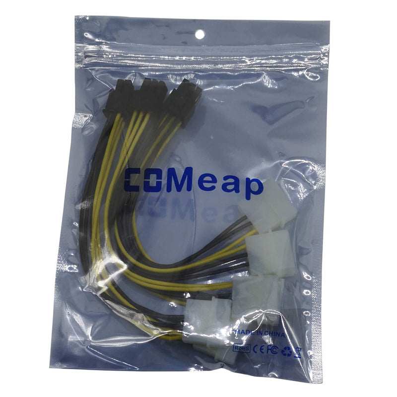 [Australia - AusPower] - COMeap (3-Pack) 6 Pin PCI Express to 2X Molex LP4 Power Cable 6-inch(15.5cm) 