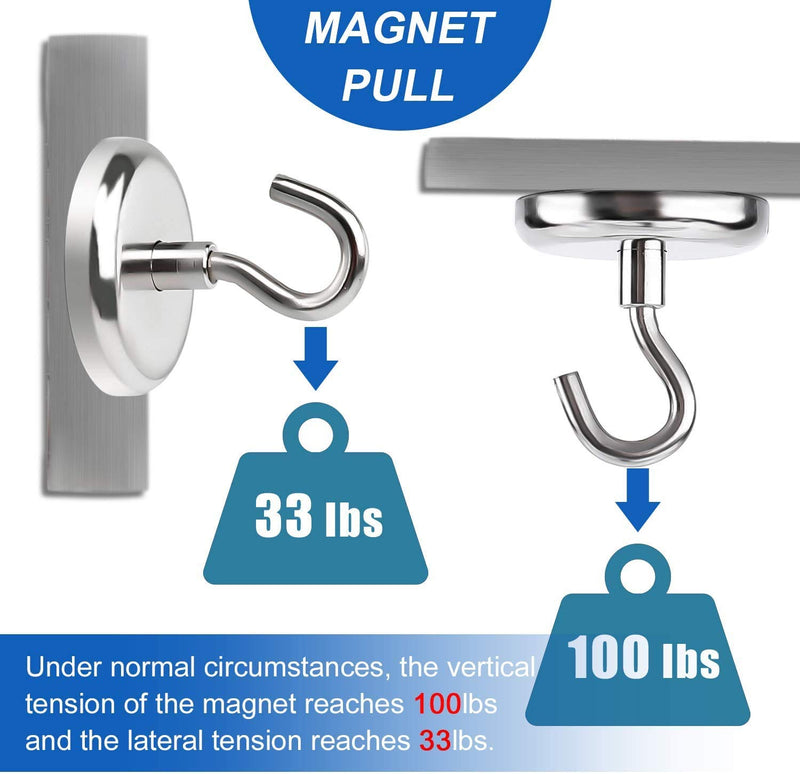 [Australia - AusPower] - LOVIMAG 100LBS Heavy Duty Magnetic Hooks, Strong Neodymium Magnet Hooks for Home, Kitchen, Workplace, Office etc, Hold up to 100 Pounds - 12pack 32mm-12p 