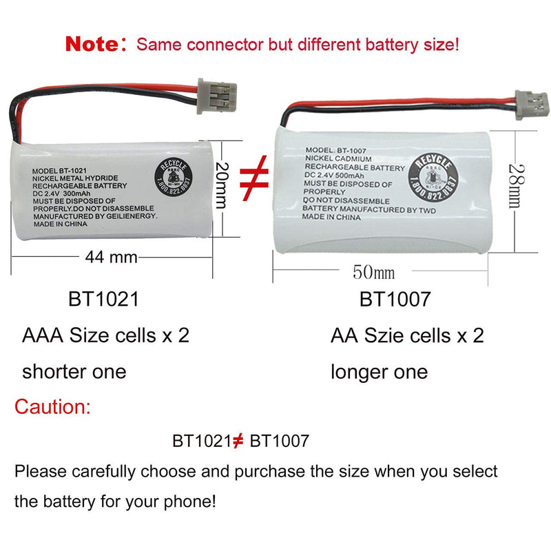 [Australia - AusPower] - GEILIENERGY 2.4V 300mAh BT-1021 BBTG0798001 Cordles Phone Battery Compatible with Uniden BT1021 BT-1025 BT-1008 BT-1016 Empire CPH-515B Cordless Phone (2-Pack) 2 Pack BT1021 