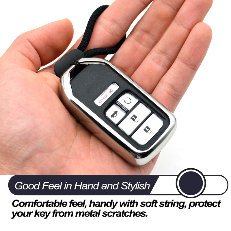 [Australia - AusPower] - Fit for Honda Accord Civic Odyssey Passport Pilot Clarity Crosstour CRV CRZ Fit HR-V Insight Ridgeline Silver TPU Key Fob Cover Case Remote Holder Skin Protector Keyless Entry Sleeve Accessories 