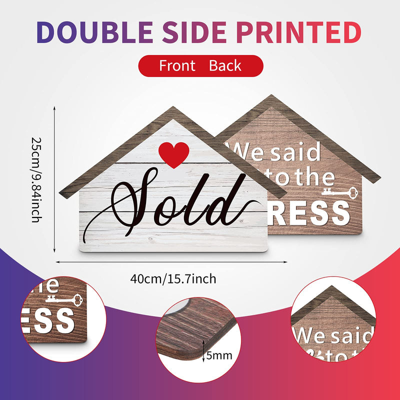 [Australia - AusPower] - Real Estate House-Shaped Sold Sign We Said Yes to The Address Prop Sold Sign Double Sided Photo Prop for Realtor and Home Owners for Social Media Testimonial New Homeowner 