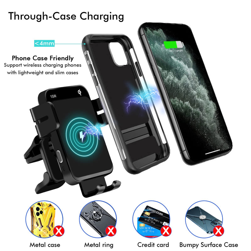 [Australia - AusPower] - Wireless Car Charger Mount for iPhone,15W Auto Clamping Wireless Charging Car Phone Holder Mount,Long Arm Windshield Dash Air Vent for iPhone 13/12/11(Pro/Pro Max/Mini)/XS/XR/X/8,Samsung S21/S20/S10 