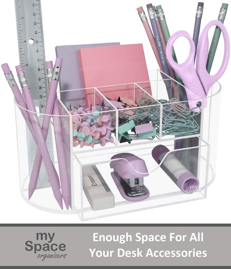 [Australia - AusPower] - Desk Organizer Pen Holder Acrylic for Office Supplies and Desk Accessories Clear Office Organization Desktop Organizer for Room College Dorm Home School (Clear) 