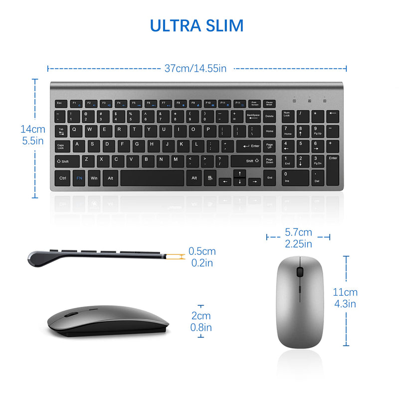 [Australia - AusPower] - TopMate KM9000 Wireless Keyboard and Mouse Ultra Slim Combo with Cover (Gray Black) + C12 Laptop Cooling Pad RGB Gaming Notebook Cooler (Ice Blue LED Light) 